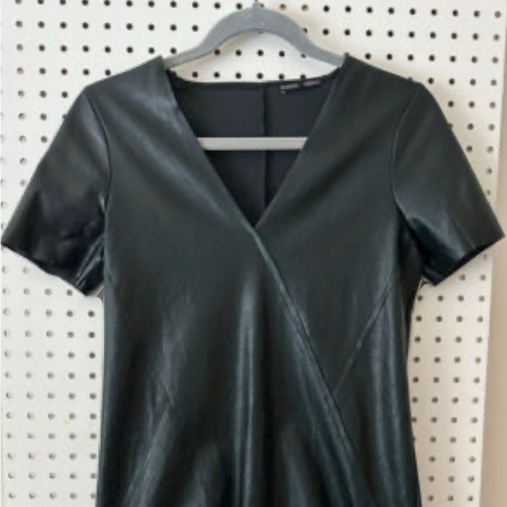 Zara Forest Green Vegan Leather Front Dress
